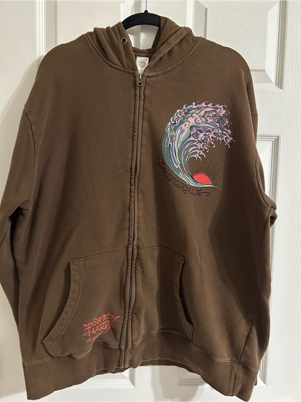 Vintage Y2K Ed Hardy by Christian Audigier California Wave Zip Up Hoodie Sz XL